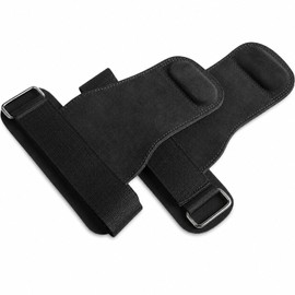 Weight Lifting Straps with 3mm Double-Layer Cowhide Palm Grips, Black Pair