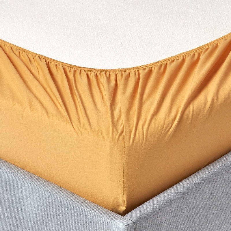HOMESCAPES Mustard Yellow Deep Fitted Sheet (12”) Super King 200