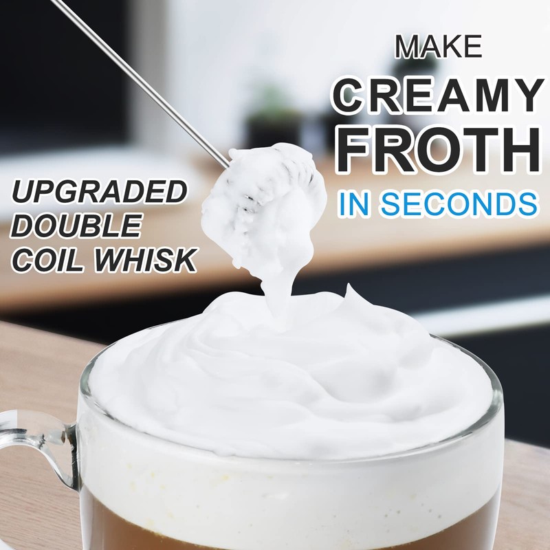 PACAHO Powerful Milk Frother with Double Whisk, Handheld Electric Foam