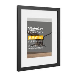 Heimlove 8.5x11 Picture Frame, Black Photo Frame with HD Plexiglass, Display Pictures 6x8 with Mat or 8.5 x 11 Without Mat, Document Frames Collage for Tabletop or Wall Display Decoration