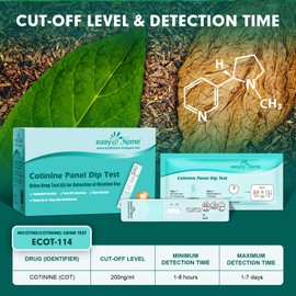 Easy@Home Nicotine Urine Test Kit 10 Pack, CLIA Waived OTC Cotinine Detection Strips for Tobacco Screening, 200 ng/mL Cutoff Level -#ECOT-114