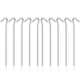 10 x Heavy Duty Metal Ground Pegs | 23CM x 3CM / 9.1" x 1.2" Tent Peg | Garden Pegs for Netting Securing Weed Fabric, Ground Sheets Galvanised Peg