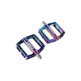 NICOLIE Oil Slick Mountain Bike Pedals MTB Platform Compatible with Aluminium Road Bike Pedals Bearings Anti-slip BMX Folding Bicycle Pedals Bicycle Parts - Rainbow