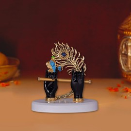 ZAARIYA Lord Krishna Hand Idol with Flute for Home Decor | God Statue for Pooja Room Decoration (Black) ‎(4.5 x 4.5 x 2.5 Inches)
