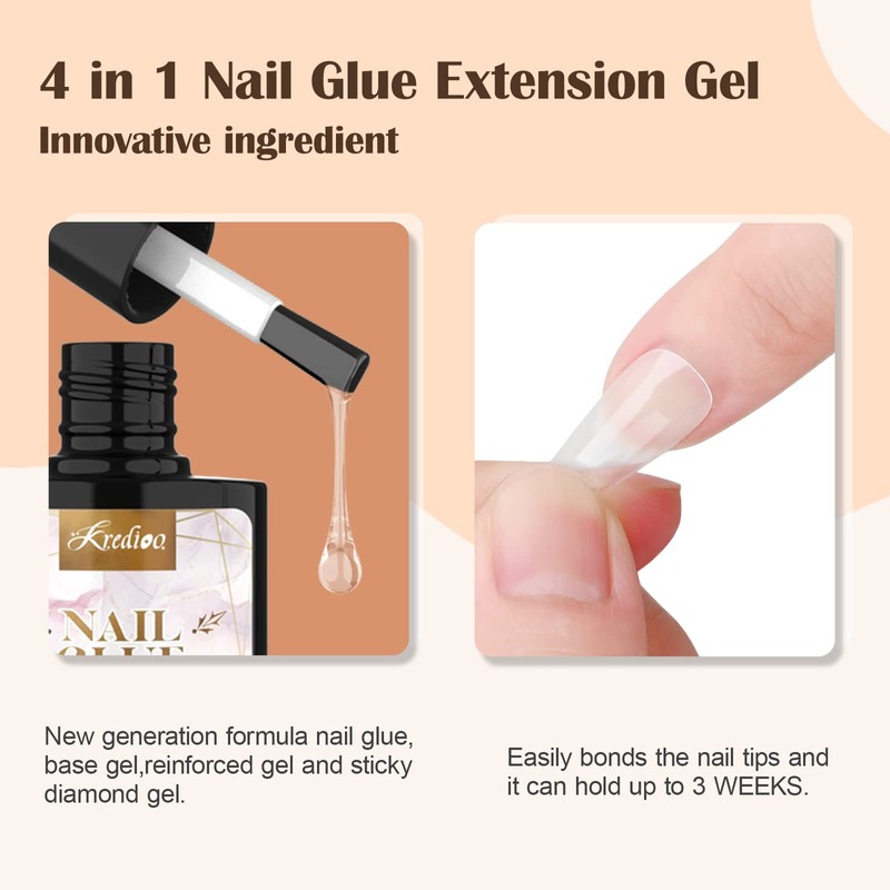 Kredioo Gel X Nail Extension Kit, 500Pcs Acrylic Nail Tips