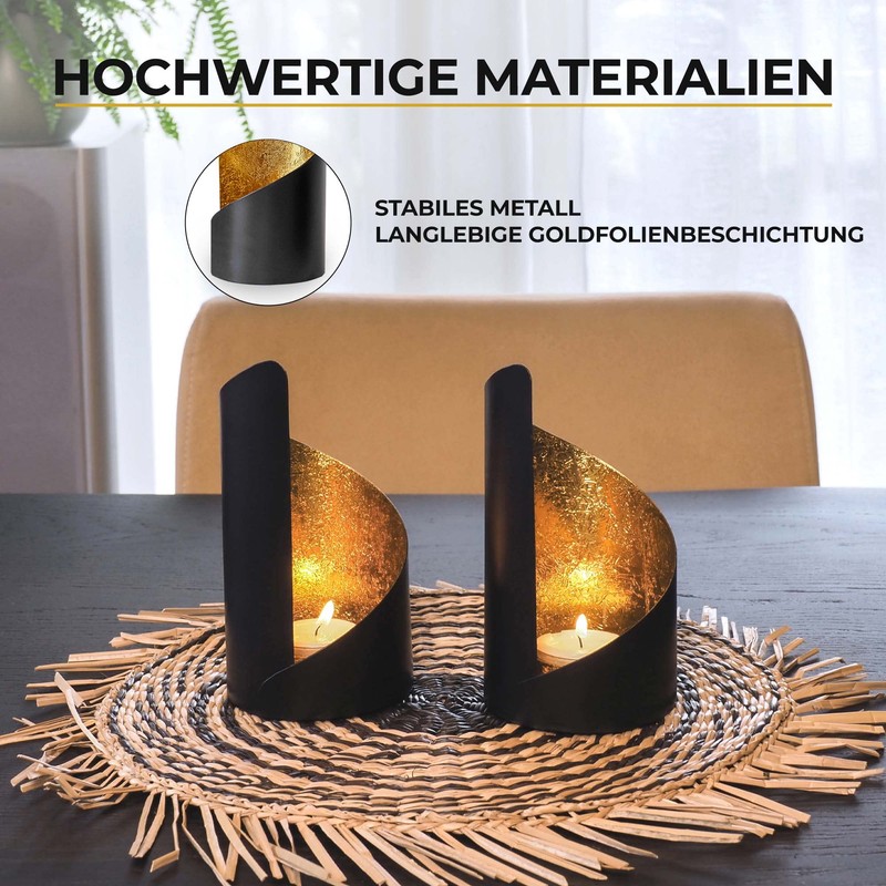 Tea Light Holder Decorative Gold - Set of 2 Tea