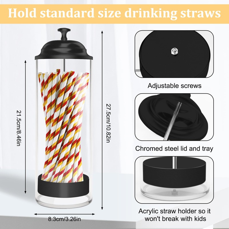 Mevtok Straw Holder for Standard Size Drinking Straws, Acrylic Plastic