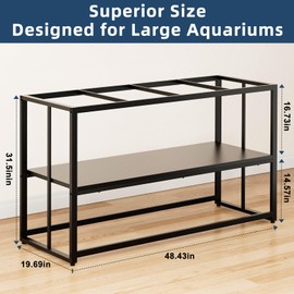Urban Deco 55-75 Gallon Fish Tank Stand 900LBS Capacity For Aquarium Stand Metal Fish Tank Stand 48.4"x19.7"x31.5" Dual-Layer Design Terrarium Stand Ideal for Home and Office