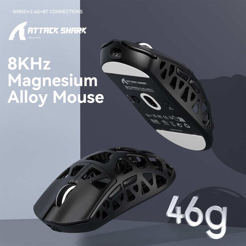ATTACK SHARK R3 46g Superlight Magnesium Alloy Wireless Gaming Mouse,