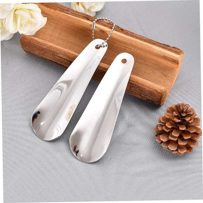 Ipetboom 2pcs Short Handled Stainless Steel Shoe Horns for Men