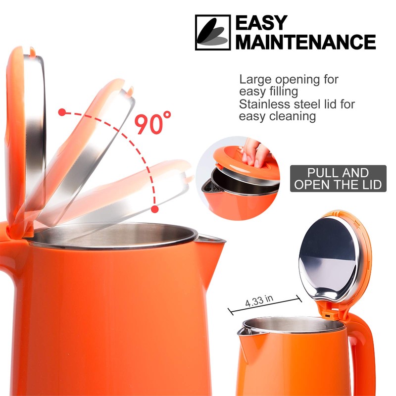 Secura Stainless Steel Double Wall Electric Kettle Water Heater for