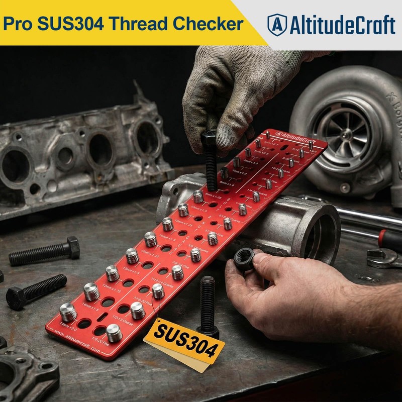 AltitudeCraft Thread Checker – Rustproof Nut and Bolt Identifier Gauge