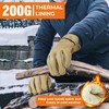 HANDLANDY Winter Leather Work Gloves, Fleece Lined Thermal Gardening Gloves