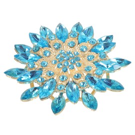 PATIKIL Rhinestone Flower Brooch Pin, Large Crystal Sunflower Lapel Pin for Women Wedding Party Birthday Dance Banquet Dress Clothes Hat Bag Decoration, Blue