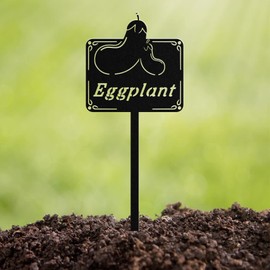 Jilsgs Metal Seed & Plant Labels - Plant Markes for Seedlings-Plant Tags for Pots - Garden Signs for Vegetable - Durable Markers for Plants Outdoor Waterproof - Garden Decor for Farmhouse(Eggplant)