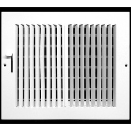 8" w X 6" h 2-Way-Flat Stamped Steel - Vent Cover - Grille Register - Sidewall or Ceiling - High Airflow - White [Outer Dimensions: 9.75" w X 7.75" h]