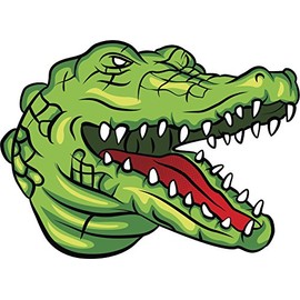 Scary Large Agitated Crocodile Head Cartoon Vinyl Decal Sticker (2", 4", 8", 12" Wide)