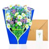 zzmorni 3D Pop-Up Flower Bouquet Greeting Cards with Note Card