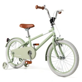 HONEY JOY Kids Bike, 12 14 16 18 Inch Toddler Bikes w/Training Wheels, Handbrake & Coaster Brake, Fully Enclosed Chain, Adjustable Handlebar & Seat, Kids Bicycle (18 Inch with Kickstand, Green)