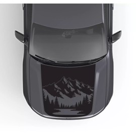 ANYStickerYouWant Mountains & Trees Blackout Hood Vinyl Decal Fits Jeep Grand Cherokee 2022-2025