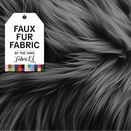 FabricLA Faux Fur Fabric by The Yard - Artificial Craft Fur - 36" X 60" Inch Wide - Fur Fabric for Craft Supply, DIY Furry Plush Projects, Sewing, Decoration, Upholstery, Dark Gray, 1 Yard