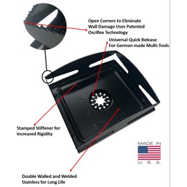 Qbit SQ1000-D-SL Stainless Steel Oscillating Drywall Blade, for 2-Gang Boxes,Universal Quick Release Multi-Tool Blade-Compatible with Bosch,Fein,Makita Oscillating Multitool Accessories