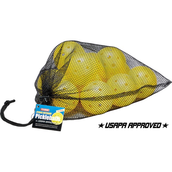 Tourna Strike Outdoor Pickleballs (12 Pack) - USAPA Approved, Optic Yellow (PIKL-12-OY-O)