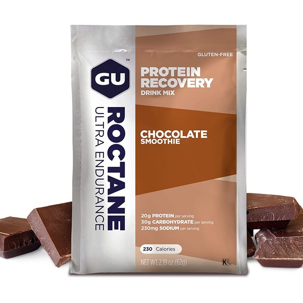 GU Energy Roctane Ultra Endurance Protein Recovery Drink Mix, 10 Single-Serving Packets, Chocolate Smoothie