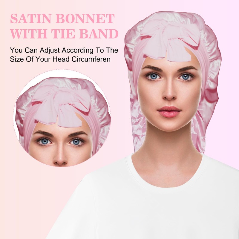 Long Satin Bonnet for Women, pink
