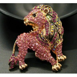 Betsey Johnson LION King LEO Zodiac ASTROLOGY Rhinestone Necklace Pendant Betsey Johnson Brooch