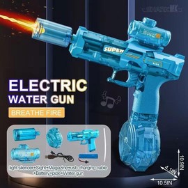 Ultimate Battle Blaster Electric Water Guns with Realistic Muzzle Flame, High Capacity Squirt, Summer Party Toy for Adults &Kids:_Black