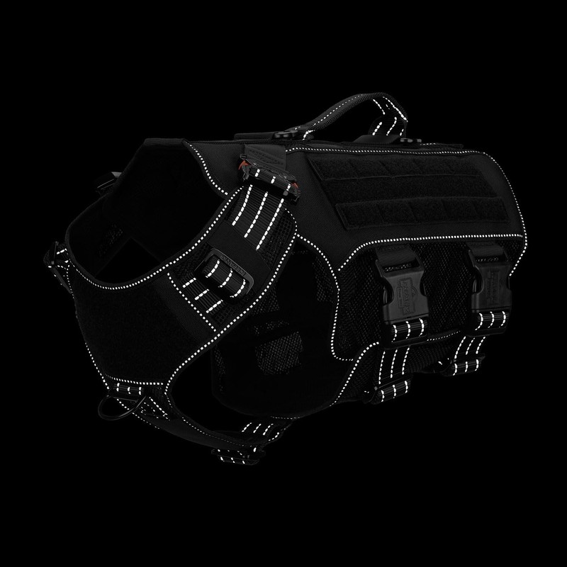 ICEFANG Tactical Mesh Dog Harness for Large Dogs,Reflective Dog Molle