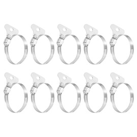 sourcing map 10Pcs Stainless Steel Hose Clamps Worm Gear Hose Clamp, 27-51mm(1-1/16" to 2") Adjustable Thumb Screw Key Type Clamps Fuel Line Clamps 8mm Bandwidth for Plumbing, Automotive