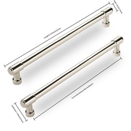 CABDM 6 Pack Polished Nickel Cabinet Pulls,8 Inch(203mm) Hole Centers Cabinet Handles Kitchen Hardware for Cabinets and Drawer