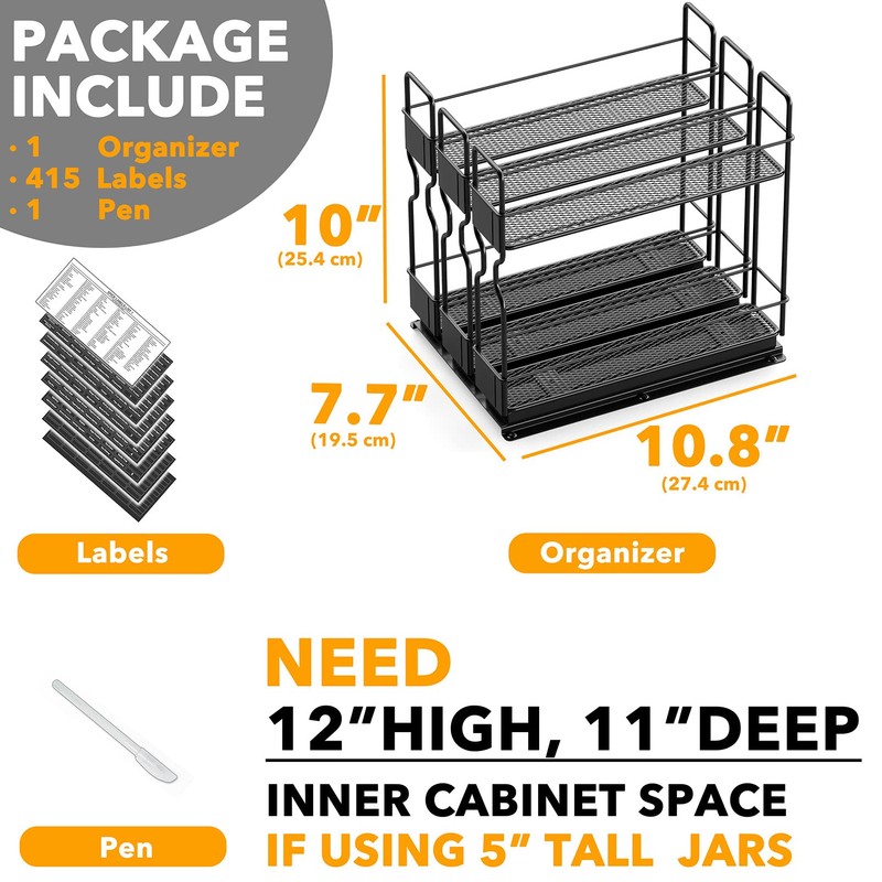 SpaceAid Pull Out Spice Rack Organizer, Heavy Duty Slide Out