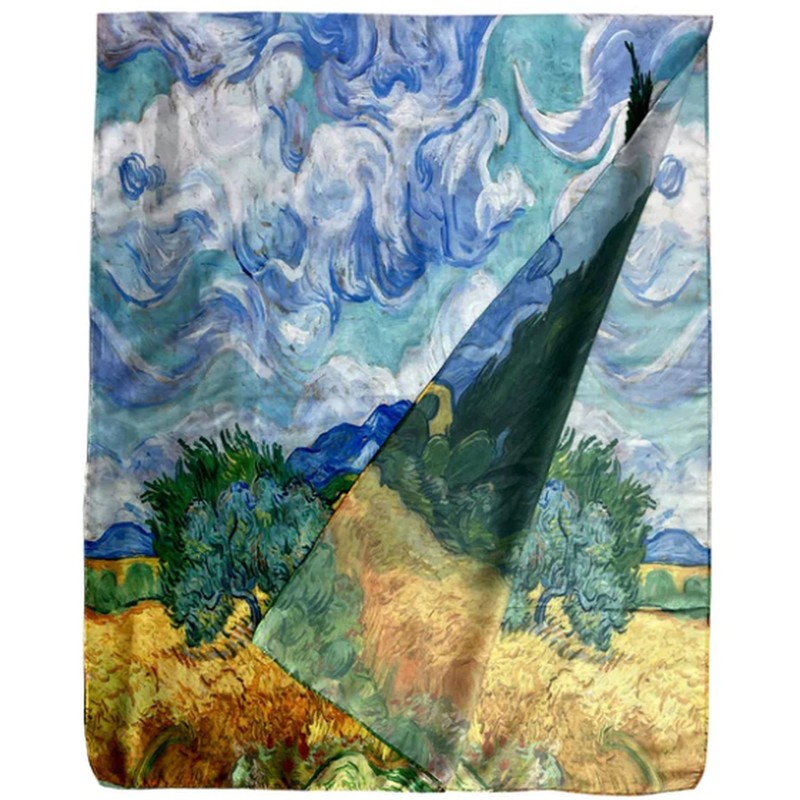 GFM® Silk Blend Painting Based Summer Scarf (Van Gogh-Wheat Field