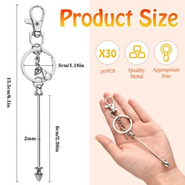 Akamino 30 Pcs Beadable Keychains Making Kit Set, Metal Bullet Shaped Beadable Keychains Bars, Blank Keychain Strips for DIY Keychain Pendant Jewelry Crafts Gift (Silver)