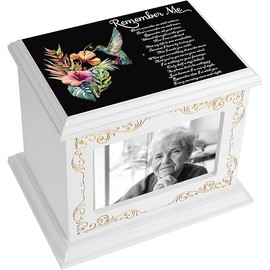 Cremation Urns for Human Ashes Adult Male or Female, Funeral Memorial Urns for Ashes with Photo Frame, Wooden Urns Box and Casket for Men Women, Burial Urn for Adults Up to 200 IBS