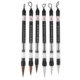 Pack of 6 Piston Filling Chinese Water Brush Pen, Chinese Japanese Calligraphy Pen for Beginners Painting Reusable Brush Drawing Pen School Supplies