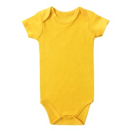 ROMPERINBOX Unisex Solid Baby Bodysuit 0-24 Months (6-9 months, yellow short sleeve)