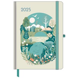 GreenLine - Diary Green Vibes 2025 book calendar, 16 x 22 cm, calendar with high-quality paper, practical everyday organisation for personal and professional time management