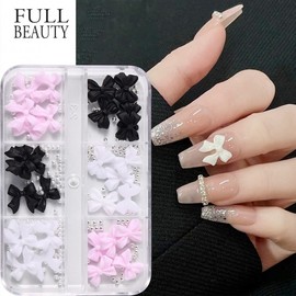 [Overseas] Transparent Ribbon Parts Cross-Border New Nail Accessories Online Popular Bow Gold Silver Steel Ball Fish General Specifications/6 Check Accessory S-059-03 30ea