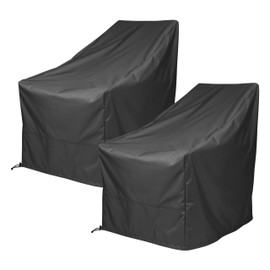 Shine Company Weatherproof Outdoor Adirondack Chair Cover Set of 2, 100% Woven Polyester, Elastic Cord with Toggle, Black, 2-Pack