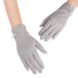 YJZQ Women's Summer UV Protection Cycling Gloves Touchscreen Full Finger Gloves Non-Slip Short Lace Gloves Thin Breathable Sun Protection Mittens Cycling Outdoor - grey