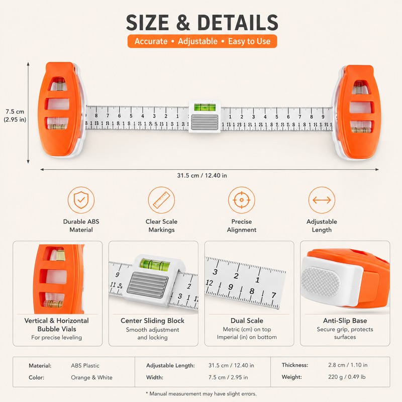 Picture Hanging Tool for Wall Décor – Built-In Level Ruler