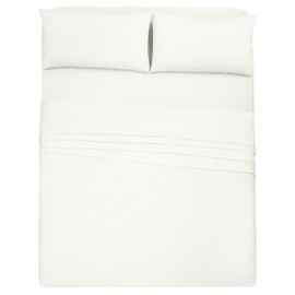 LAMANNI Jersey Sheet Set - Soft, Deep Pockets, Cooling Effect, Expandable - 4 Piece Bedding Set (White, King)