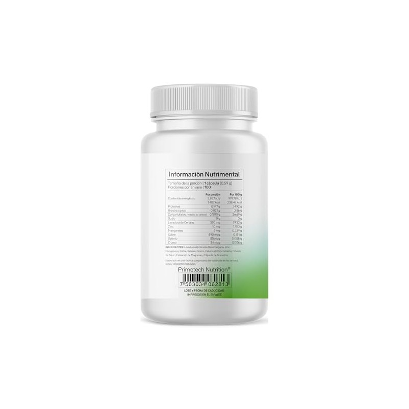 Primetech Nutrition Minerales Traza 100 Cáps Cobre Cromo Manganeso Selenio