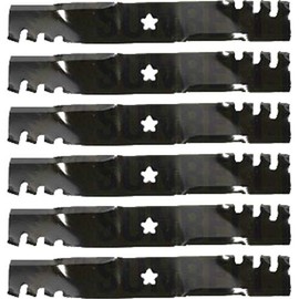 (6 Pack) Premium Mulching Toothed Replacement XHT Lawn Mower Blade Fits Craftsman 180054 | 16.75" x 2.5" / 5 Pt. Star Hole
