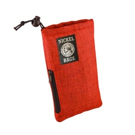 Nickel Bags Pouch, Durable Travel Bag with Soft Cotton Padding, Zippered Side Pocket & Drawstring Top, Hemp Blend Protective Storage Bag for Breakables (7 Inch, Red)
