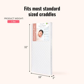 Dream On Me Luna Haven, Waterproof, 2” Fiber Core Greenguard Gold Certified Cradle Mattress